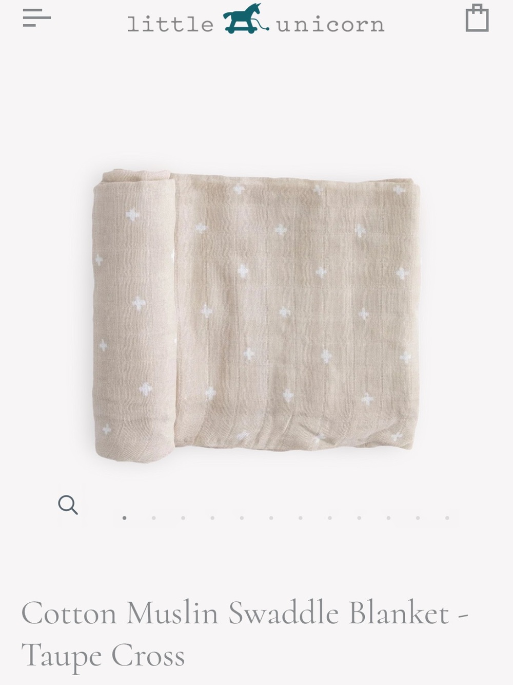 Little Unicorn Muslin Swaddle Blanket - Taupe Cross